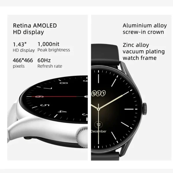 QCY Watch GT Smart Watch Retina AMOLED Display – Silver Color - Image 4