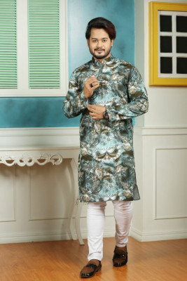 Men’s Semi Long printed Punjabi