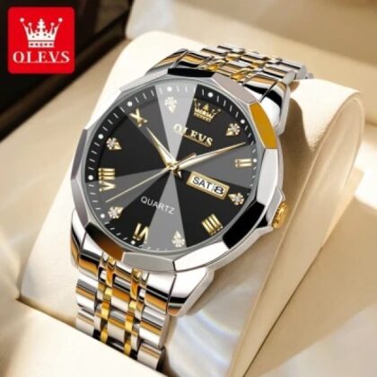 OLEVS 9931G New Exclusive Design Quartz Watch for Men-Gold Black